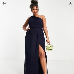 Navy Yaura Plus Bridesmaid dress. One shoulder maxi dress. Size 14 & 16